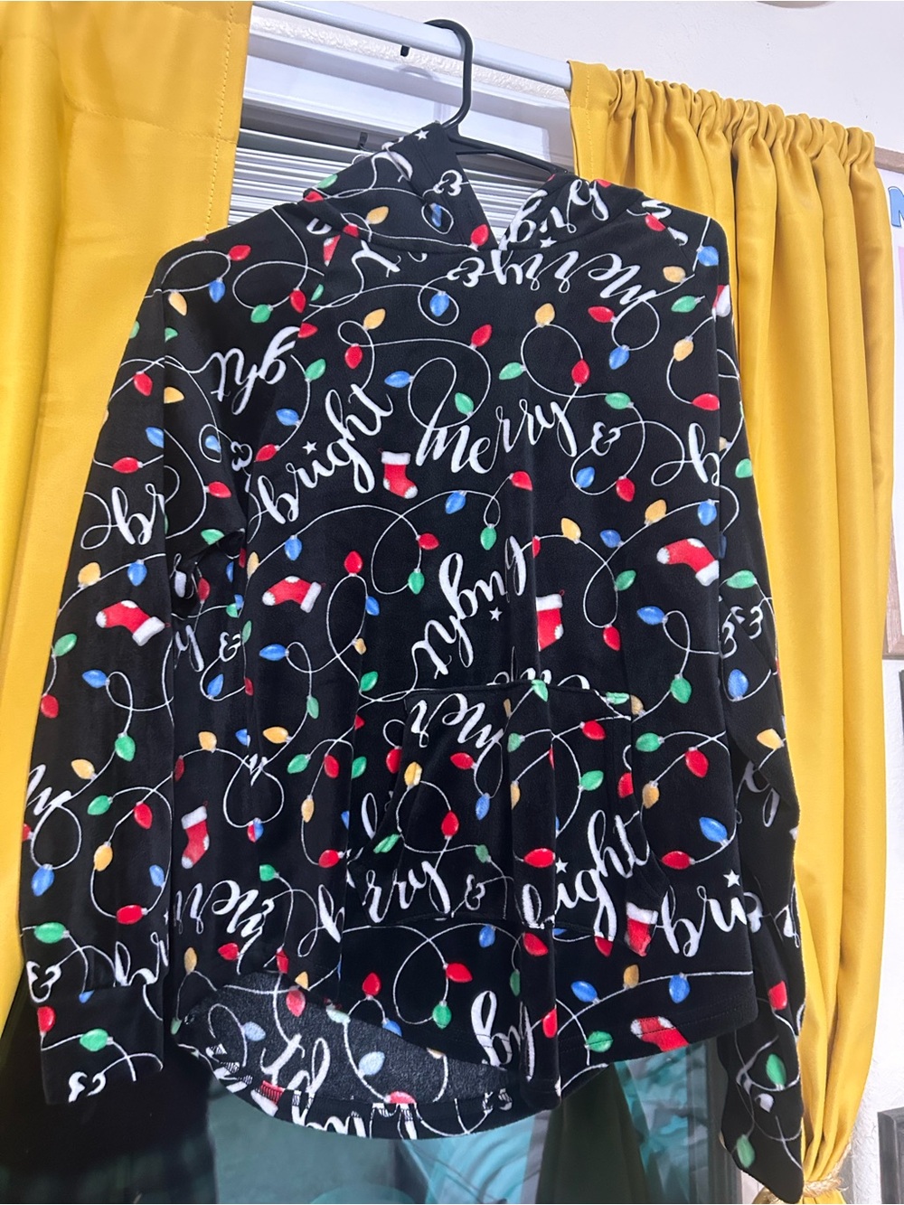 Black Holiday Print Women's Skirt - Festive Lights Design